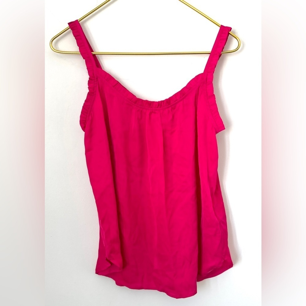 NWT Gap Hot Pink Satin Look Ruffle Strap Oversized Flowy Lightweight Tank Sz XS